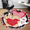 1pc Teddy Bear Love Heart Carpet for Office Non-Slip, Round Carpet, Soft & Comfortable, Carpet for Office, Lightweight Round Floor Mat