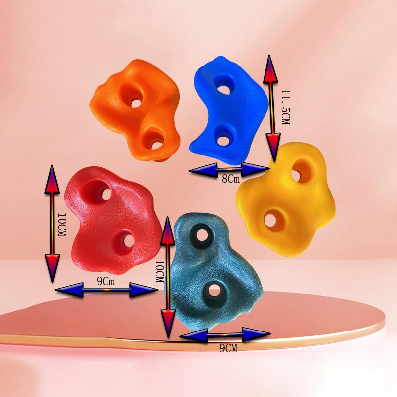 5Pcs Double Hole Plastic Rock Climbing Holds Toys For Boys Games Child Wood Wall Climbing Stones Random Color Outdoor Sports Toy