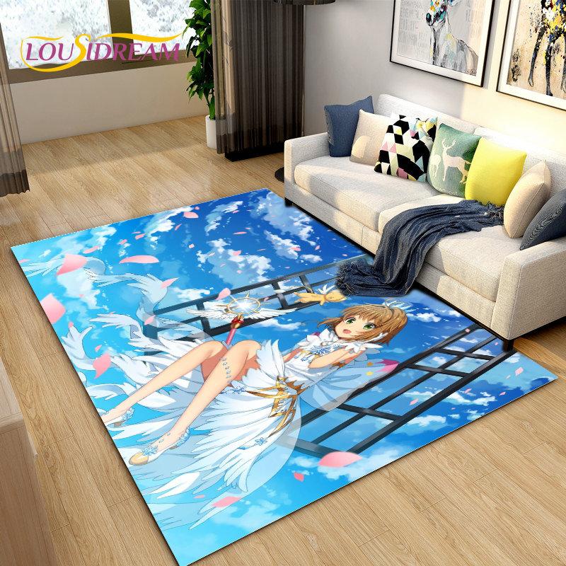 Cute Cartoon Cardcaptor Sakura Area Rug,Carpet Rug for Living Room Bedroom Sofa Doormat Decoration, Kids Play Non-slip Floor Mat