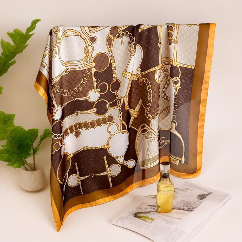Women's Vintage Paisley Faux Silk Scarf: Versatile Headband, Hair Tie, Bag Accessory for Spring & Autumn.
