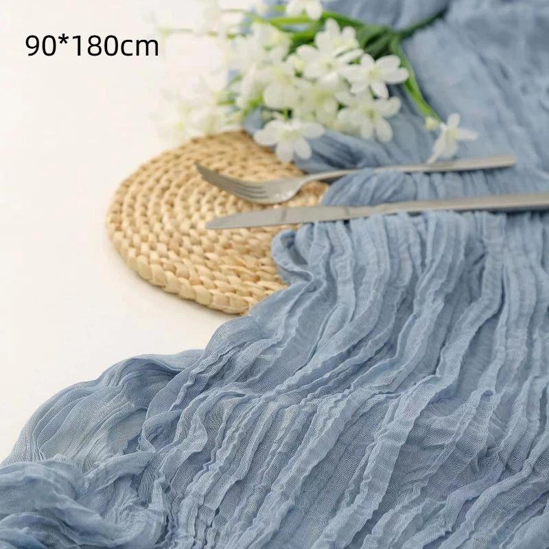 Boho Gauze Table Runner Crinkled Cheesecloth Reusable 14ft Long for Holiday Gathering Rustic Wedding Decor