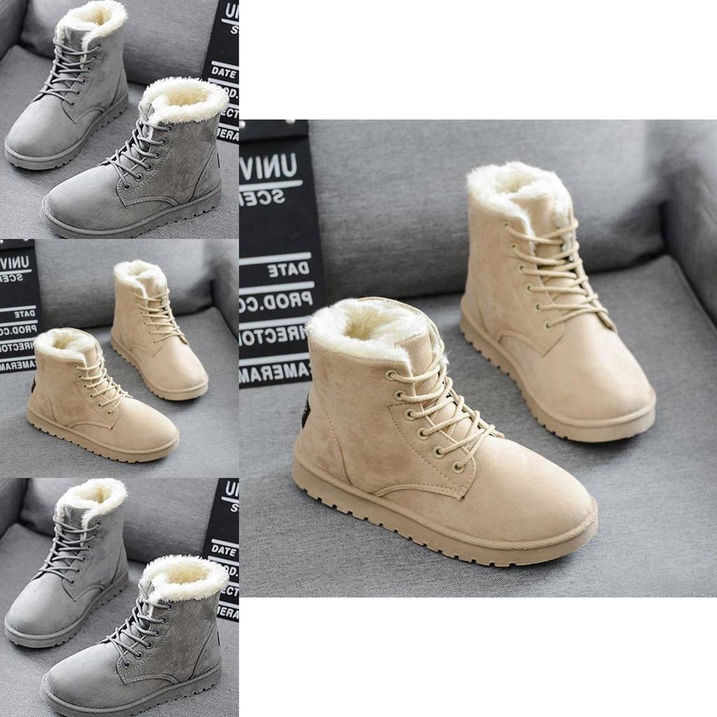 Cozy And Stylish Women's Faux Suede Fur Lined Winter Ankle Snow Boots