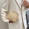 Charming White And Khaki 2024 Plaid Weave Handbag Soft Casual Crossbody Purse