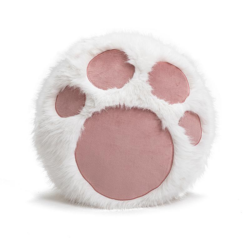 

Nordic Style Cartoon Pink Pillow Case No Fillings Round White Pink Plush Cat Paw Pillowcase Sofa Home Decor Cushion Cover 45x45cm