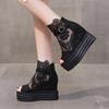 Fashion Wedge Sandals Women Summer 12cm Thick Bottom Muffin Fish Mouth Sandals Breathable Mesh Casual Shoes Platform Sandals Femme
