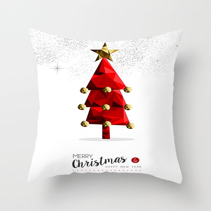Red Christmas Tree Snowflake Elk Cushion Cover Christmas Pillowcase Home Holiday Decorations New Year Gift
