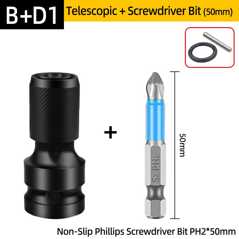 PH2 Phillips Screwdriver Bits Cross Head Magnetic 50/100/150mm Hand Tool 1/2” Square To 1/4” Hex Wrench Socket Adapter Converter