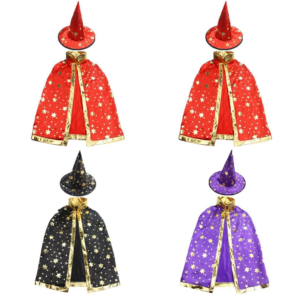 Enchanting Five-star Halloween Cape And Hat Set For Noble Children And Adults