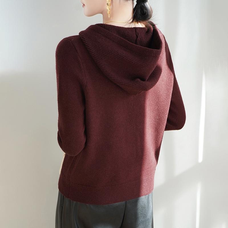 Women's Wool Sweater Qinghe Cashmere 50% Silk 50% Wool Autumn and Winter Wool Cardigan Soft and Warm