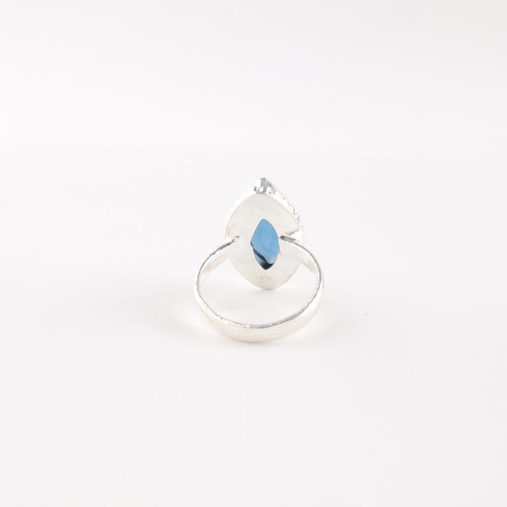 Natural London Blue Topaz Gemstone925 Sterling Silver Handcrafted Partywear Ring RR-25-5