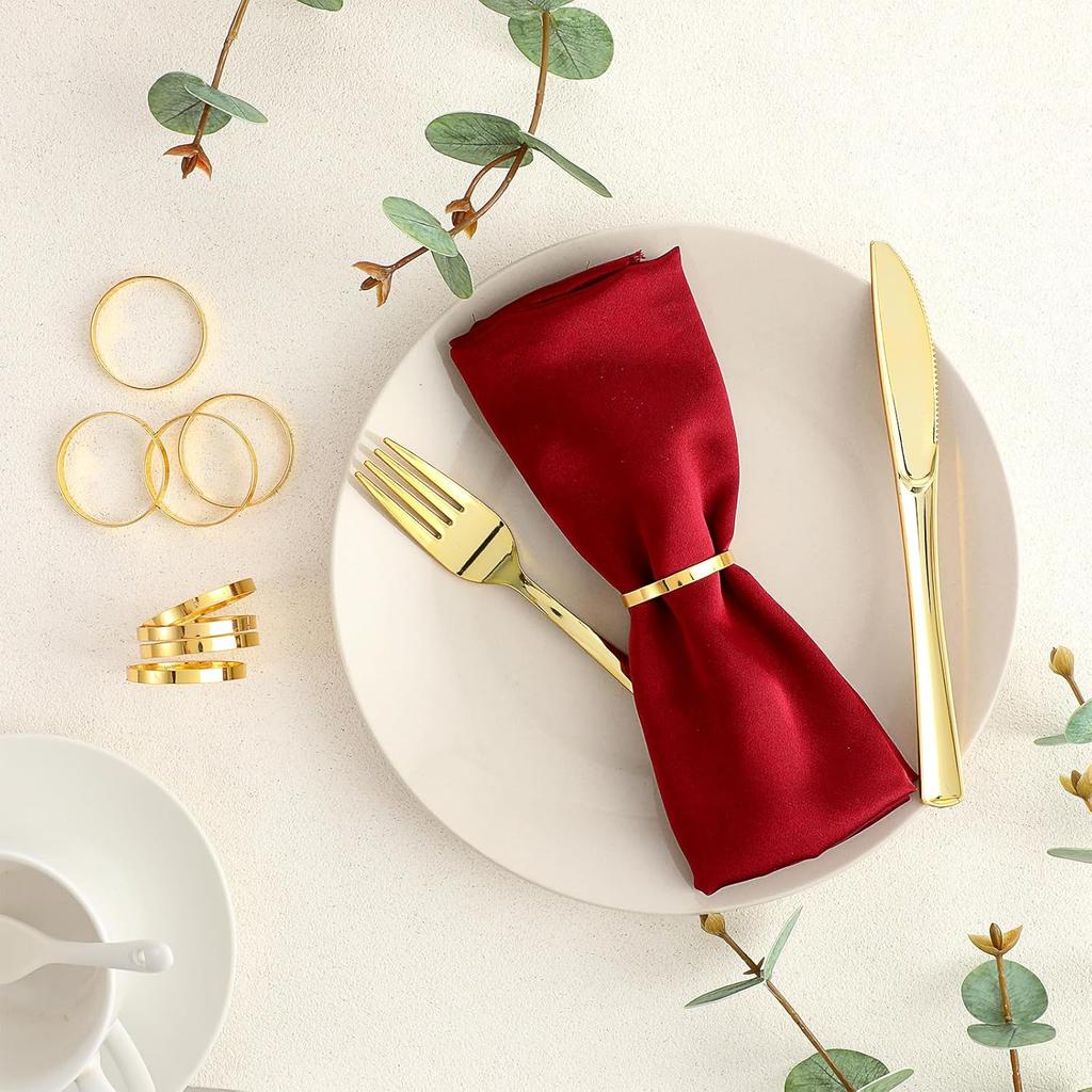 Round Modern Gold Napkin Rings Set of 12, Perfect for Cloth Napk, Weddings, Parties, Ramadan & Easter, Table Decor