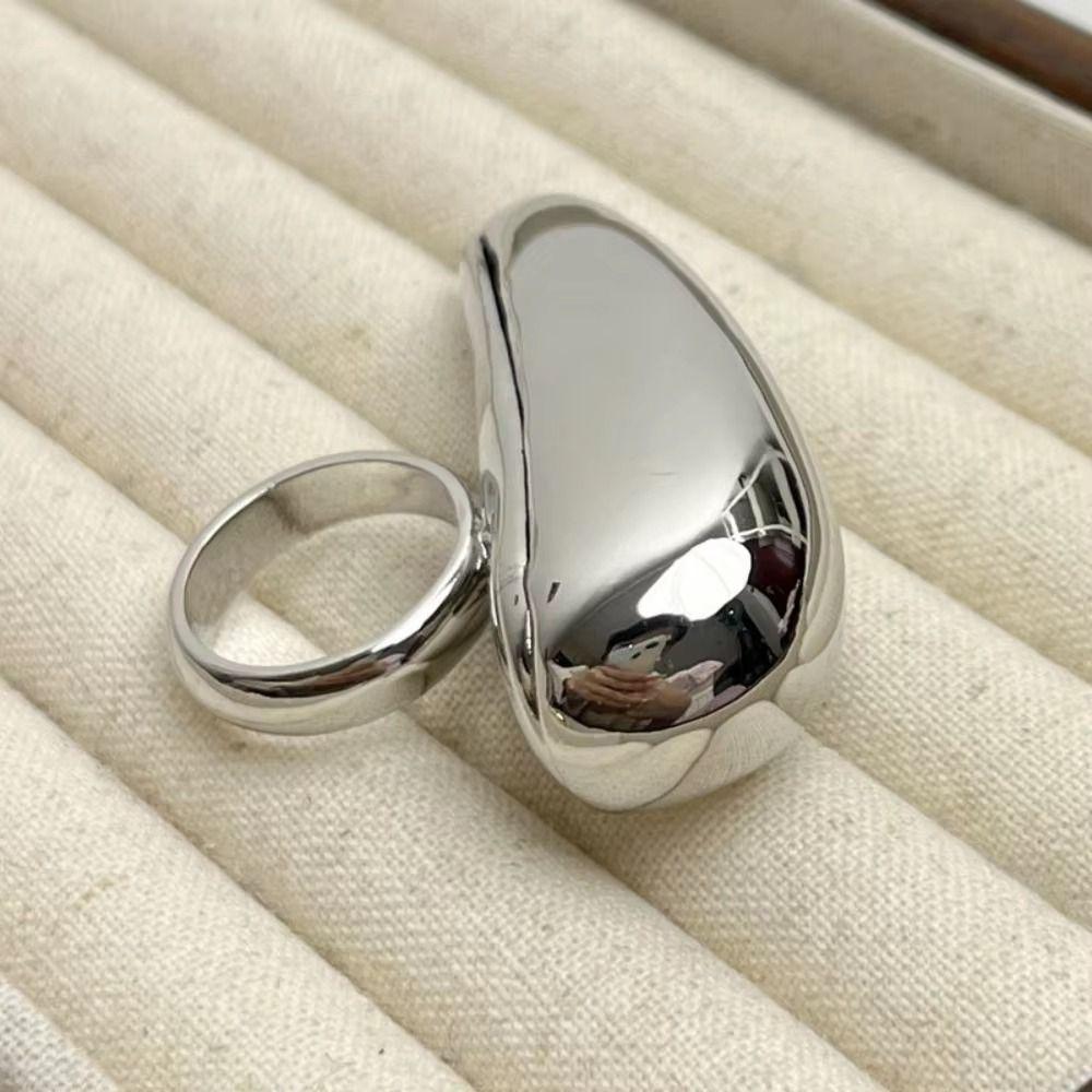 Geometric Big Teardrop Rings Exaggeration Finger Rings Metal Teardrop Ring  Wedding
