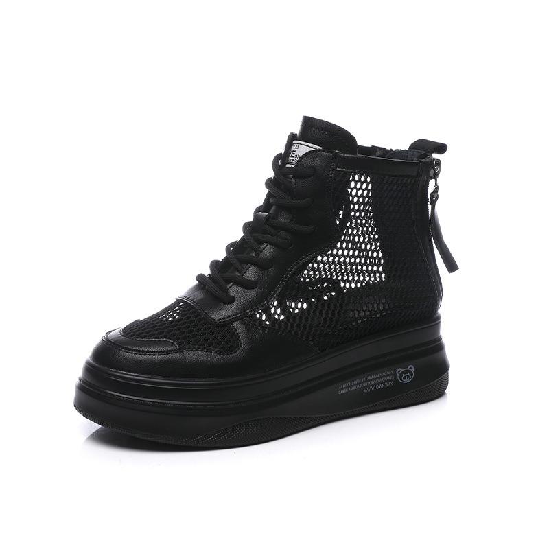 High-top Little White Shoes Women's Shoes New Breathable Mesh Shoes Versatile Thick-soled Muffin Sports Little White Shoes Women