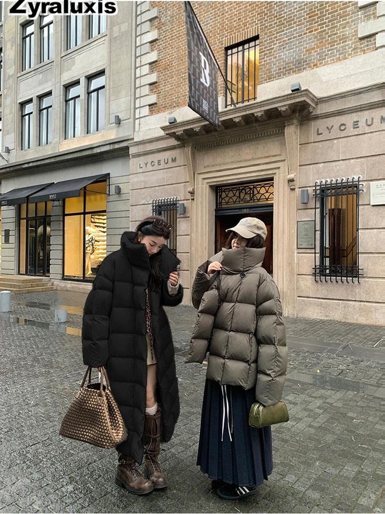New Winter Stand Collar Cotton Jacket for Women, Fashion Loose Fit Plus Size Long Sleeve Thick Warm Coat