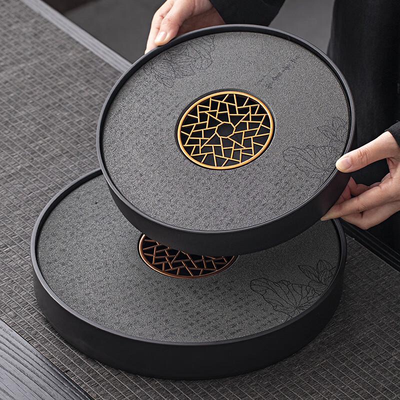 Yipan Round Ceramic Water Absorbent Tea Tray
