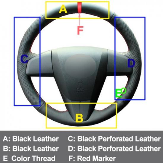 Hand Sewing Car Steering Wheel Cover For Mazda 3 2011-2013 Mazda CX7 Mazda 5