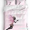 Pink Girl Flower Butterfly Duvet Cover Bed Bedding Set Home Textile Quilt Cover Pillowcases Bedroom Double Bedding Set No Sheet