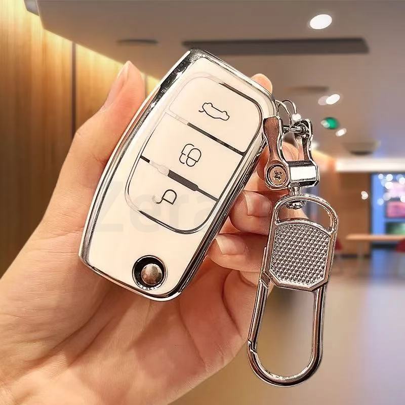 Auto Keychain Accessories For Ford S-Max Ka Mondeo Kuga Galaxy Fiesta Focus 2 3 Ecosport C-Max Tpu Car Key Case Shell Fob