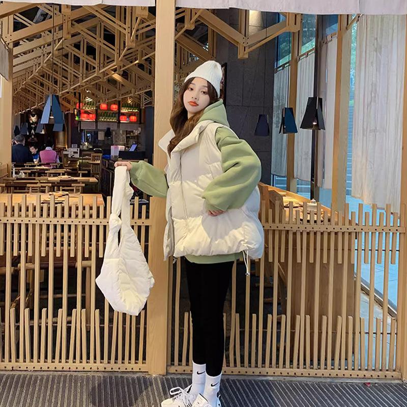 Down Cotton Vest Women's Outer Wear New Year's New Short Autumn and Winter Slim-fitting Sleeveless Vest Jacket Vest Tide