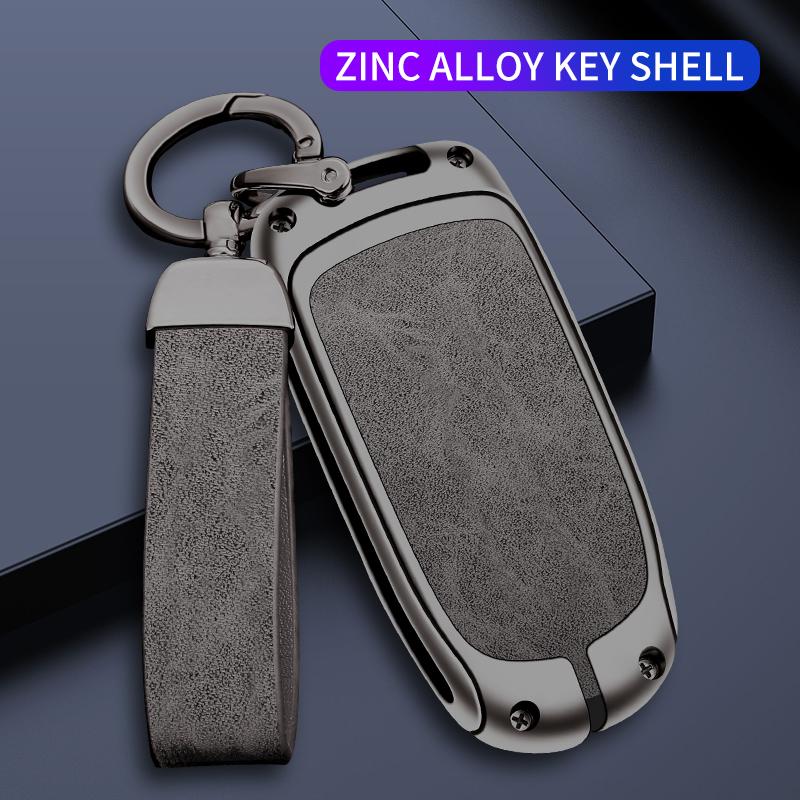 Metal Leather Car Key Cover Keychain for Jeep Renegade Compass Grand Cherokee for Chrysler 300C Wrangler Dodge Accessories