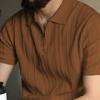 Leisure Men's Knit Short Sleeve Polo Shirts Vintage Solid Color Slim Fit Knitting Tops for Mens Summer Fashionable Pullover Polo