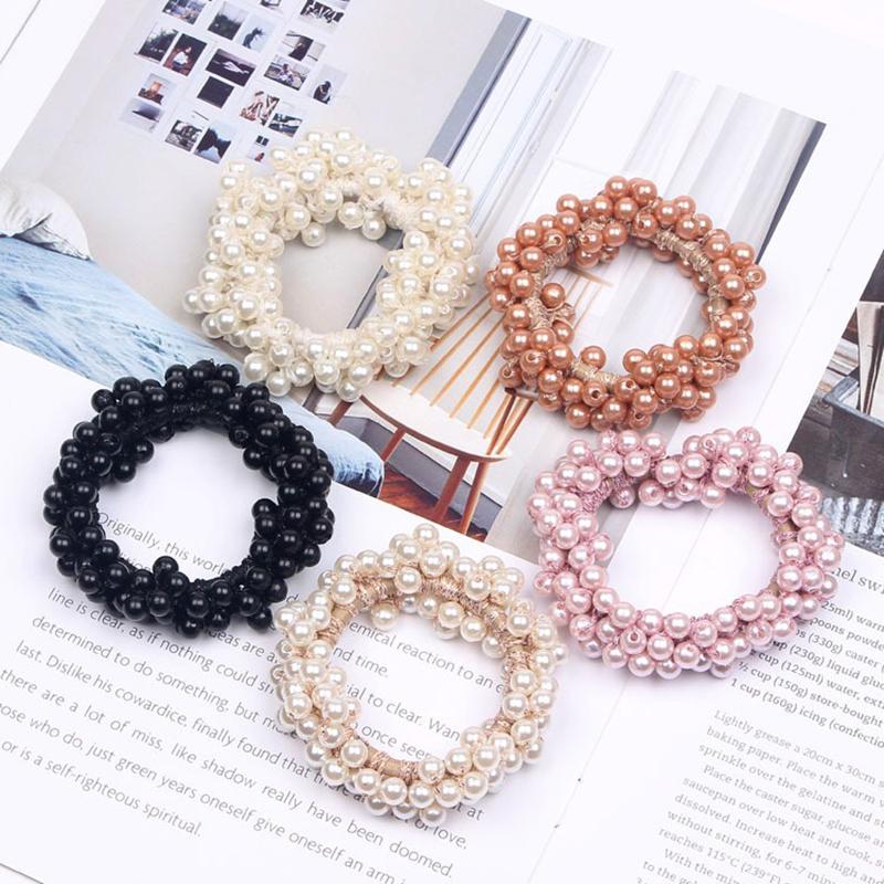 1pc Elegant Imitation Pearl Bead Hair Accessory Elastic Rubber Band Women's Fashion Hair Rope Sweet Ponytail Simple Hair Circle