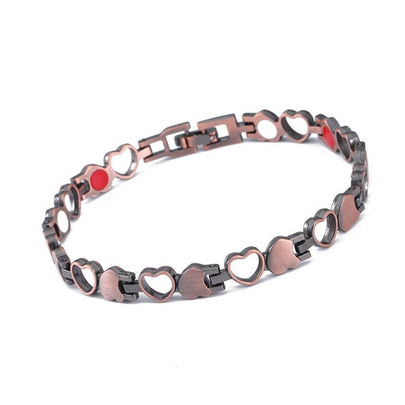 Men's Retro Antique Red Copper Wide Magnet Bracelet - Adjustable Cross-Border Style