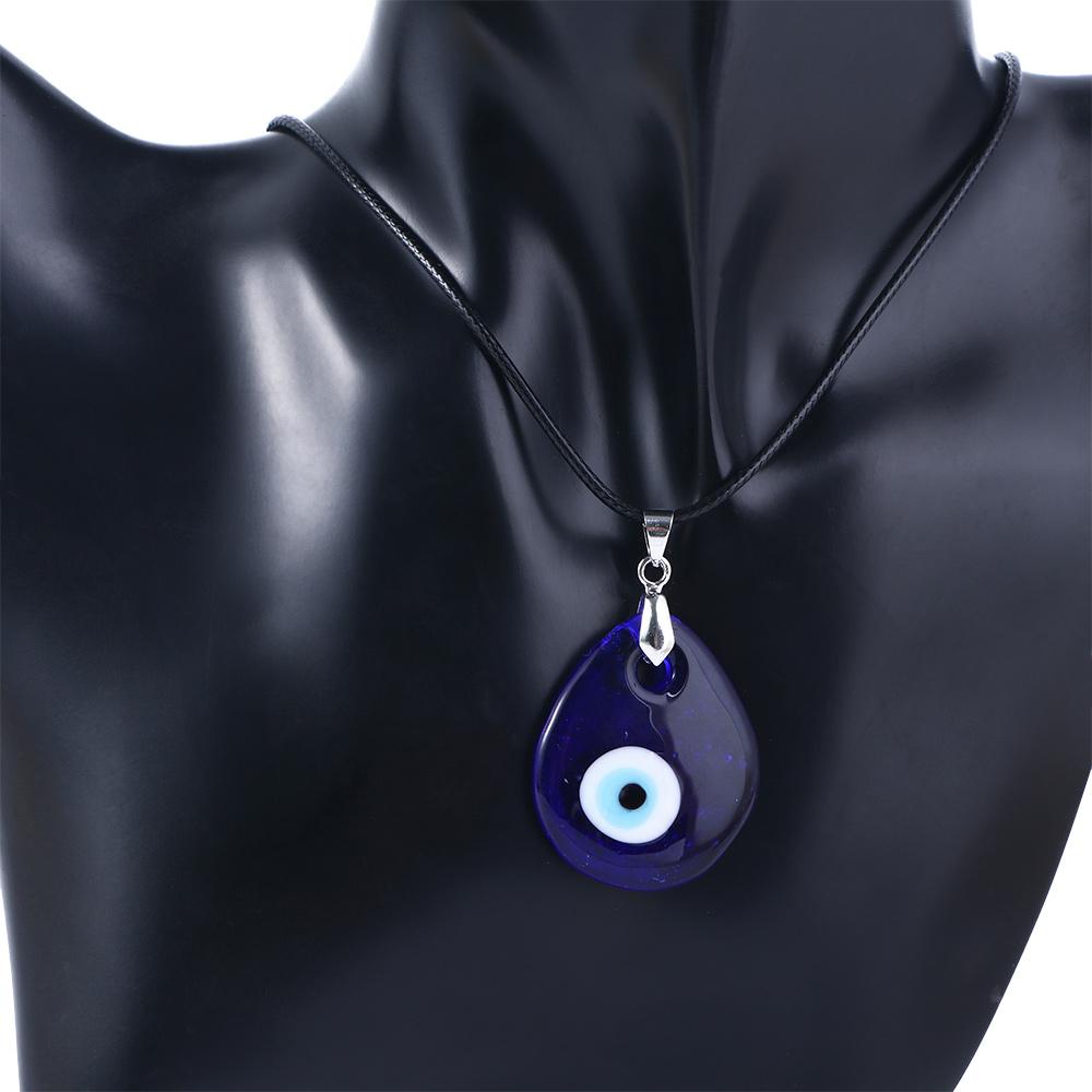 Glass Pu Leather Chains Drop Shaped Blue Eyes Necklace Clavicle Chains Fashion Jewelry Demon Eye