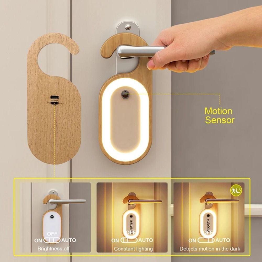 Hook Design LED Hanging Lamp DIY Wooden  Atmosphere Lamp Motion Sensor Night Light  Corridor