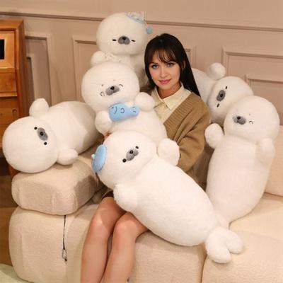 Mühür Peluş Bebek Yumuşak Dolgulu Hayvan Yastığı Uyku ve Kaygı Giderici İçin 70cm Sevimli Sarılma