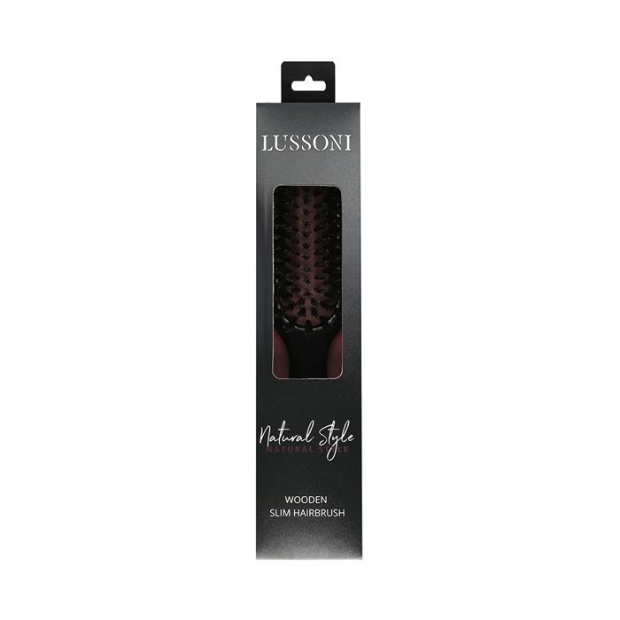 Brosse À Cheveux - Lussoni - Natural Style Slim - Bois De Hêtre - Poils De Sanglier - Poils En Nylon