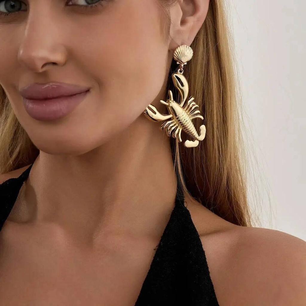 SHIXIN Bohemian Creative Metal Large Lobster Pendant Earrings for Women Vintage Punk Geometry Gold Color Piercing Ear Jewelry