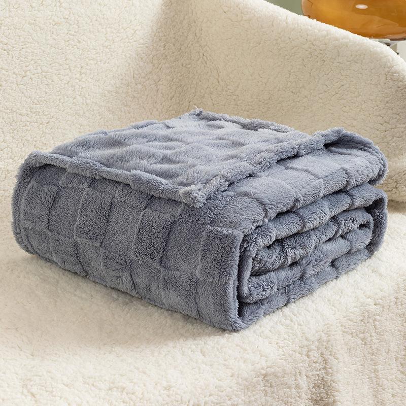 Soft Fluffy Checkerboard Sofa Cover: Taffeta Velvet & Cotton Jacquard Waffle Blanket