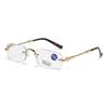 Anti Blue Light Frameless Reading Eyeglasses Ultra Light High Definition Far Sight Glasses Fashion Luxury Goggle To +3.5+4.0