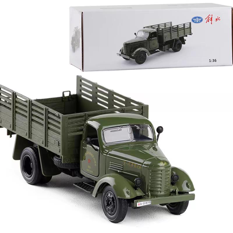 Klasický vojenský transportní nákladní automobil Čínské lidové osvobozenecké armády JieFang CA10 Simulace Odlévaná a hračková vozidla Zvuky a světlo 1:36 Model auta z lehké slitiny