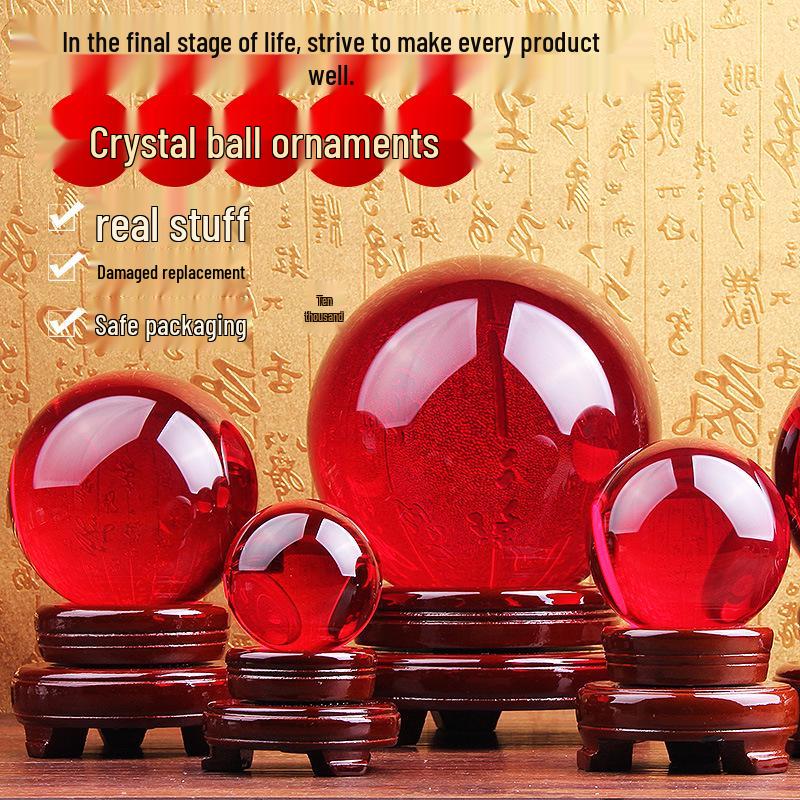Red K9 Crystal Ball: Transparent Decorative Ornament for Office & Living Room – Fashionable and Simple