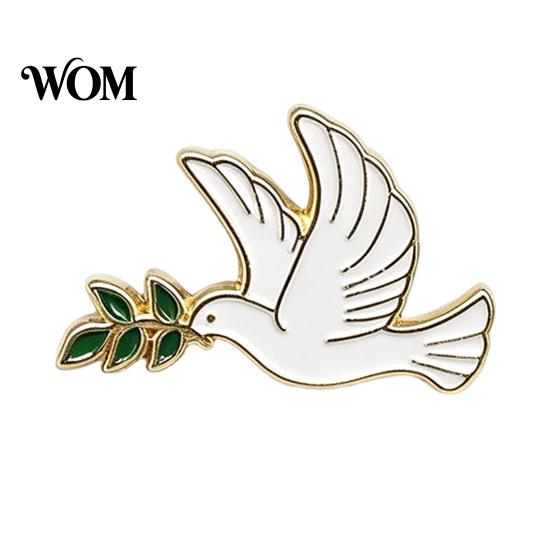 Canvas Bag Brooch Pin, Pigeon Olive Branch Design Lapel Metal Three-dimensional Bird Pin Backpack Decorative Badge for School Clothes Accessories