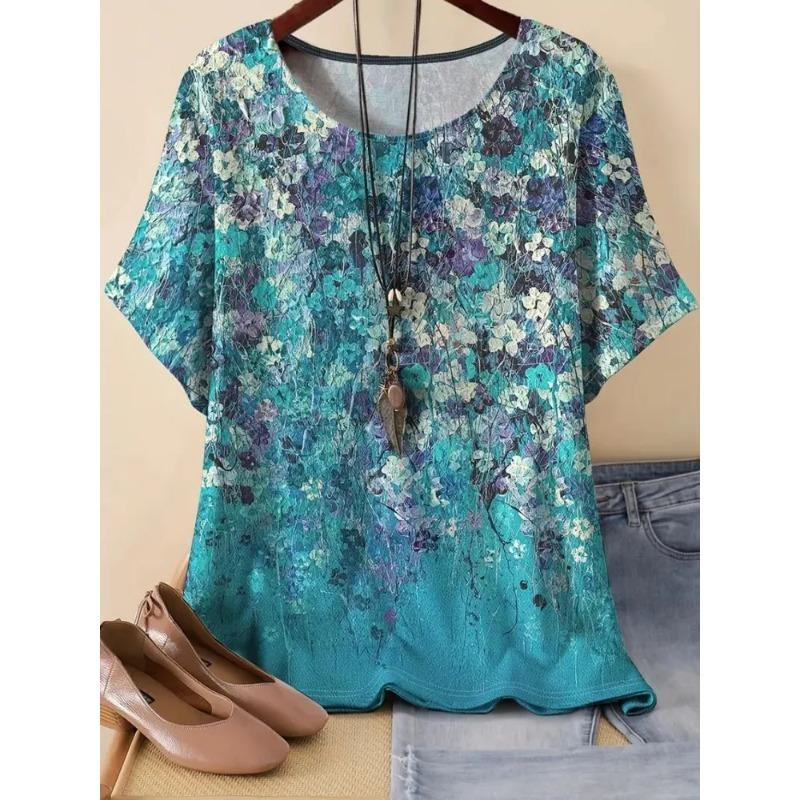 3D-gedrucktes Mode-Damen-T-Shirt Sommer Atmungsaktiv und Vielseitig Trend