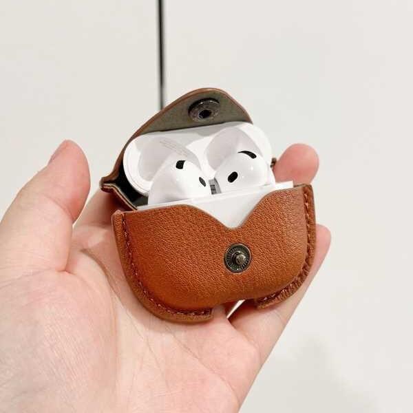 Leather earphone cover for airpodspro3 protective case Apple airpods4 advanced sense second generation lanyard