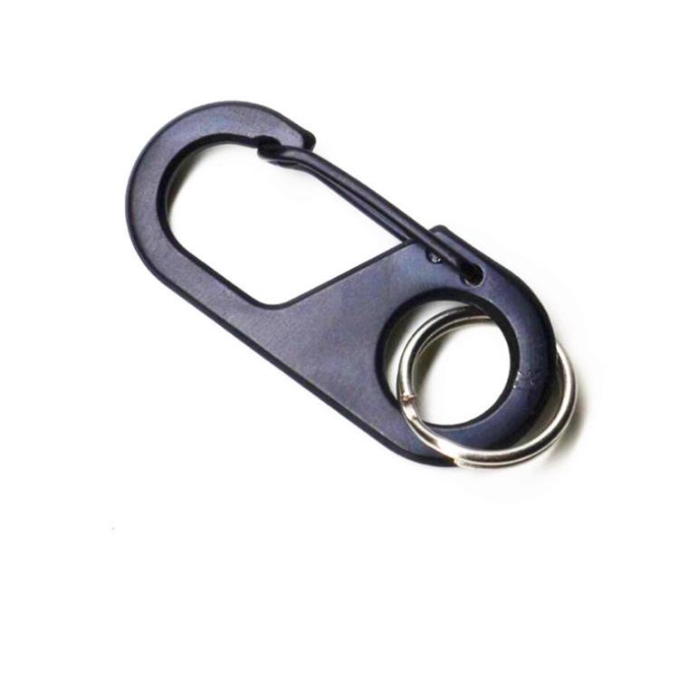 Compact Stainless Steel Carabiner Keychain with Double Ring Quick Release Hook and Load-Bearing Figure 8 Buckle