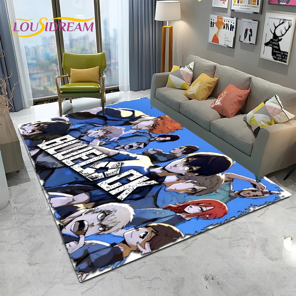 Teppich mit Cartoon-Motiv, blaues Schloss, Fußball, Anime, für Zuhause, Wohnzimmer, Schlafzimmer, Sofa, Fußmatte, Dekoration, Kinderspielbereich, rutschfeste Bodenmatte