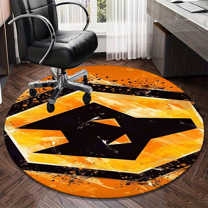 1PC Round Rug Wolves Football Club Emblem Printed Round Area Rug ,Rug For Home Office, Round Chair Rug, Decorative Carpet Fan Gifts Christmas Gift