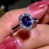 Exquisite Classic Sapphire Ring For Women High Quality Fashion Blue Gemstone Flower Ring Wedding Banquet Jewelry Gifts