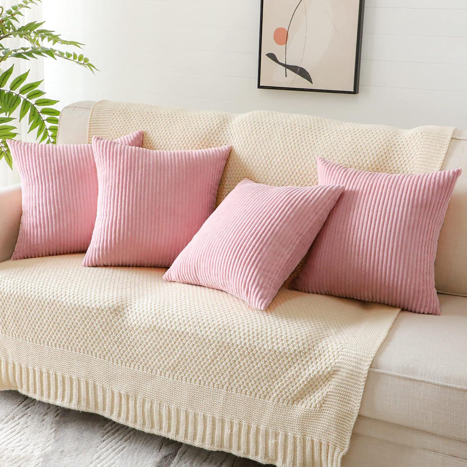 

Чехол для подушки Nordic Solid Color Cordour в полоску 30*50 no insert розовый