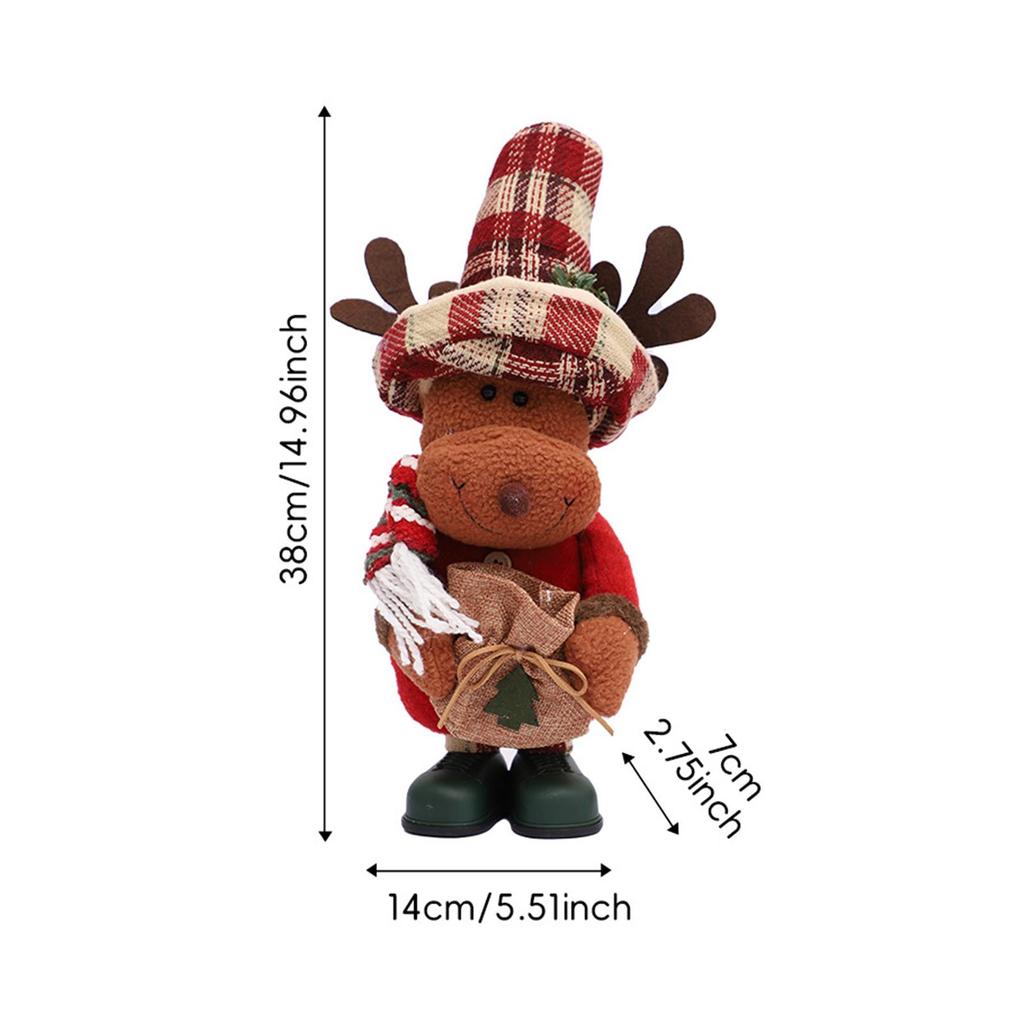 Plush Doll Stuffed Christmas Figurine Gift Xmas Standing Figurine Home Decoration for Holiday Bedroom Fireplace Office Decor