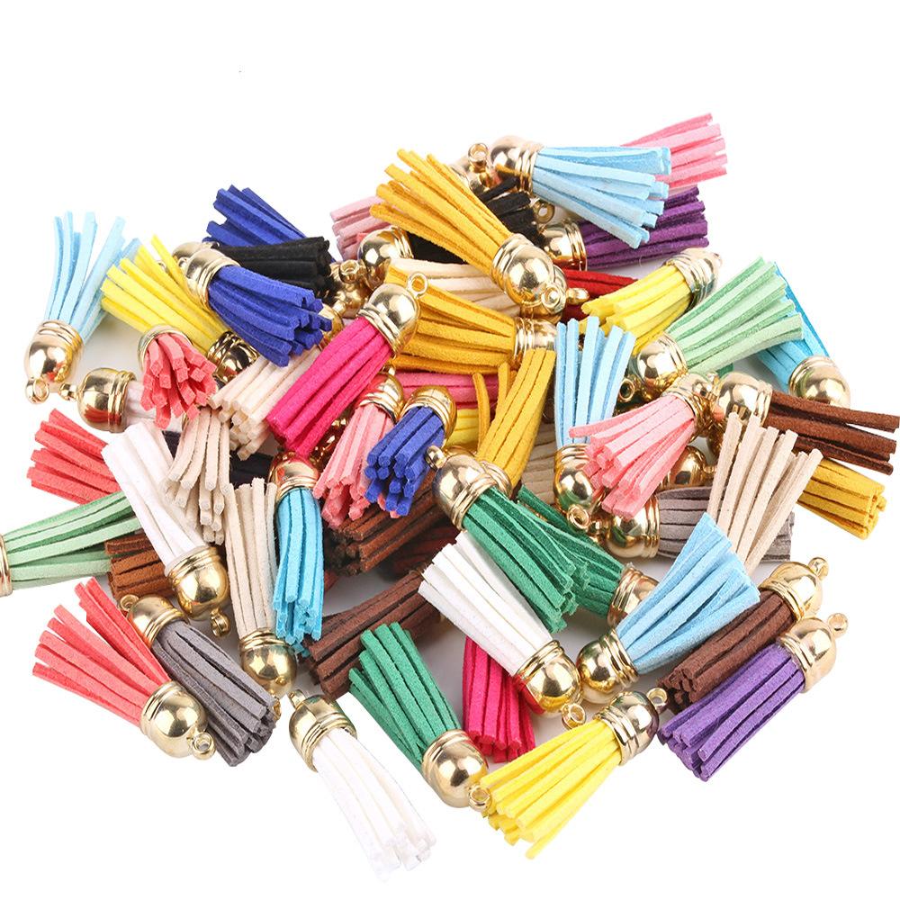 20Pcs/Lot 35mm Leather Tassel for Keychain Straps Jewelry Fiber Fringe Suede Tassel DIY Key Chain Pendants Jewelry Accessories