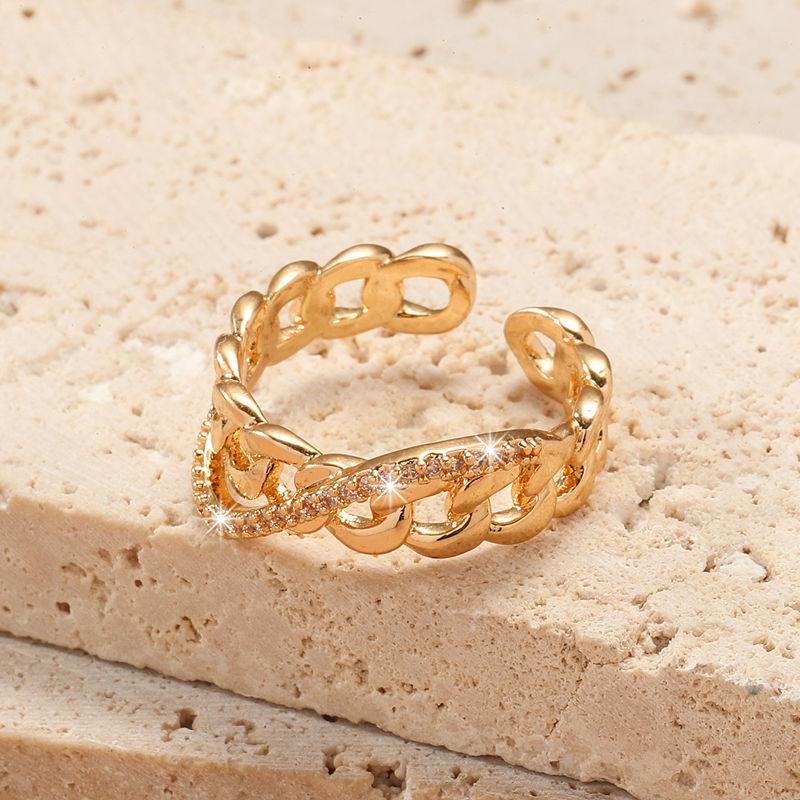 GemChic Women's Ring Personality Geometric Inset Zircon Ring Opening Adjustable Index Finger Ring Jewelry Birthday Christmas Jewelry Gift