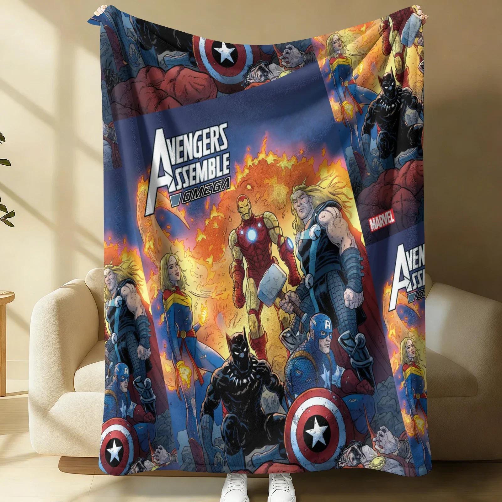 

Tech Style Avengers Flannel Blanket Soft Warm Fluffy Throw Sofa Couch Bed Cover Blue Pixel & Hero Print Lightweight Nap Shawl 75cmx90cm