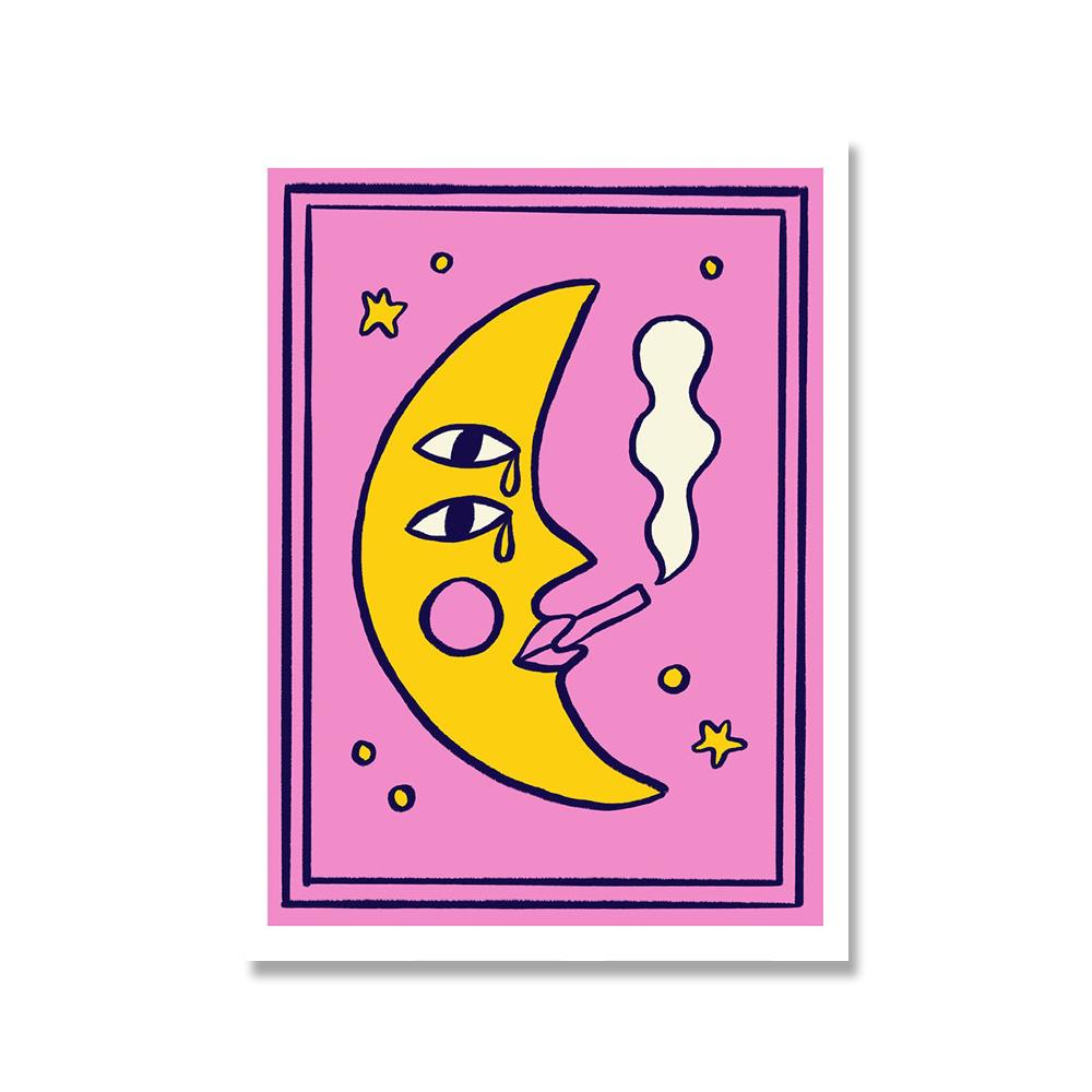 

Мультфильм кошка настроение Рыбы Овен печать плакатов абстрактное тело Луна леди настенные художественные фотографии для детской спальни скандинавский декор холст Cuadros 21x30cm No Framed