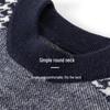Hengyuanxiang Men's 100% Pure Wool Color-block Round Neck Sweater
